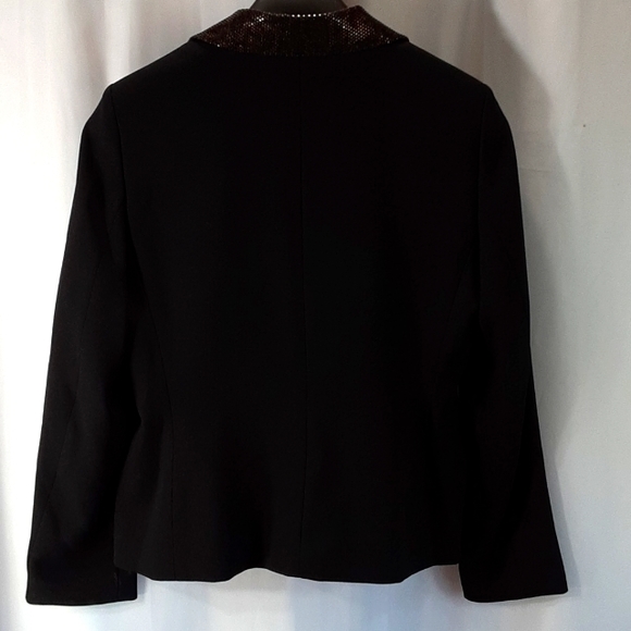 Focus 2000 size 10 blazer black/brown studded leopard print collar - Picture 7 of 9